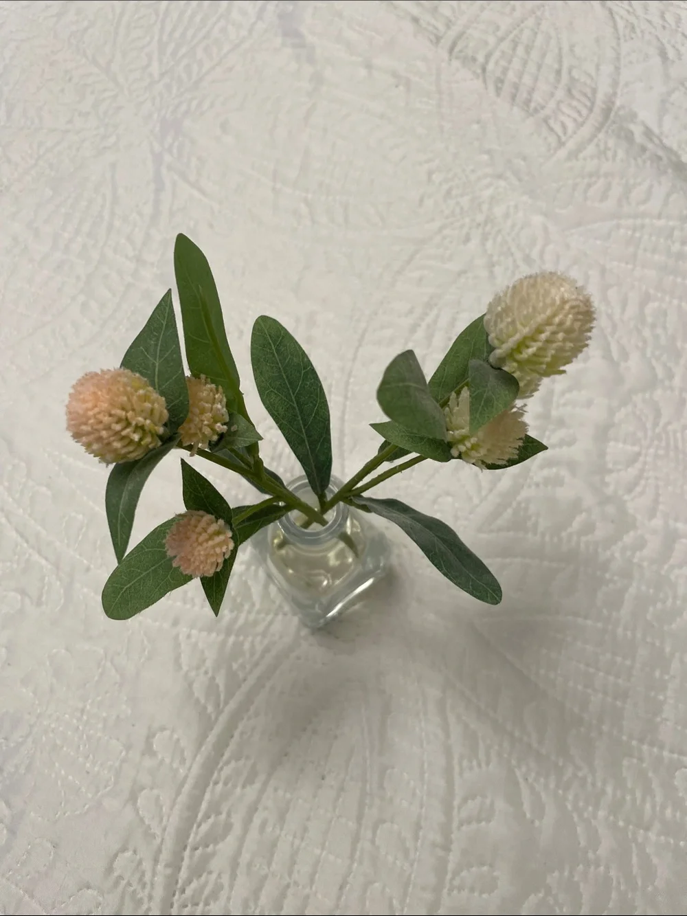 Hearth & Hand with Magnolia Faux Thistle Arrangement in Glass Vase with Resin